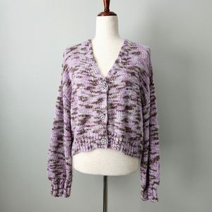 Wild Fable Soft & Cozy Purple Knit Cardigan Sweater W/ Rhinestone Buttons, XXL